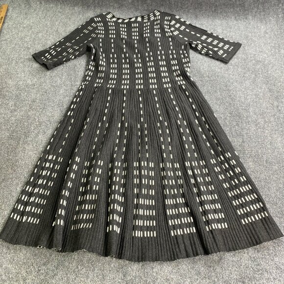 Gabby Style Dress Womens L Sweater Knit Gray White Fit & Flare Midi Scoop Career - Picture 12 of 14
